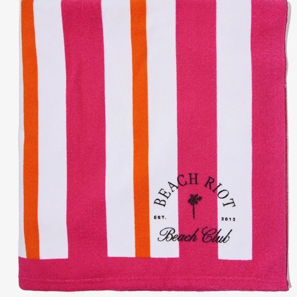 Beach Riot Beach Club Towel- Pink/Orange Stripe NEW